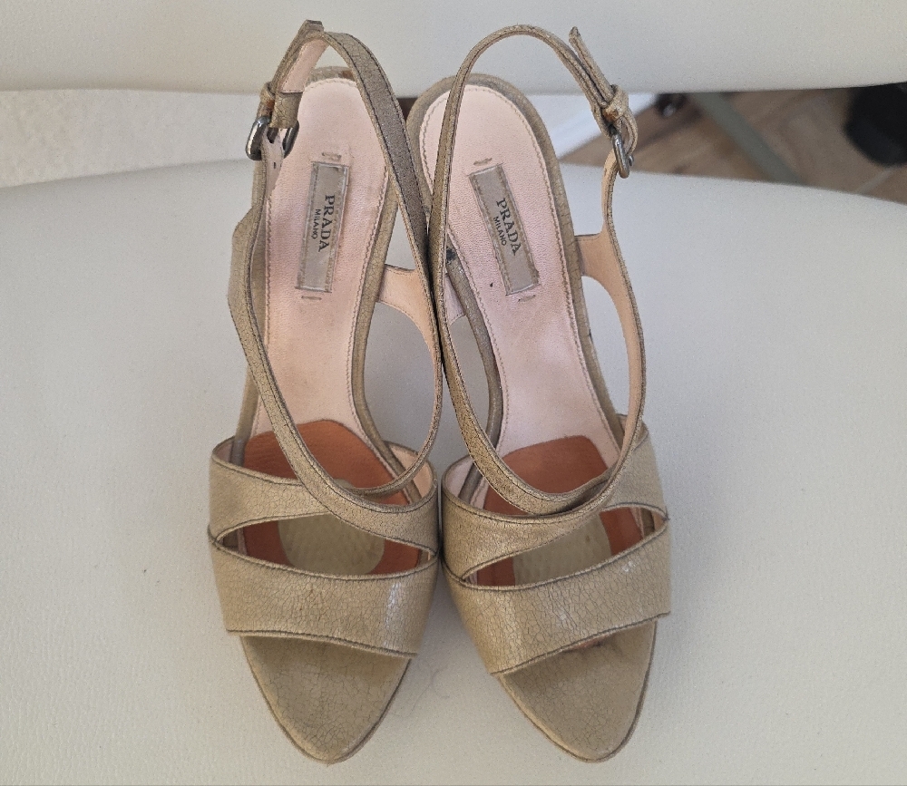 Prada Gold Strappy Heels - Picture 4 of 8